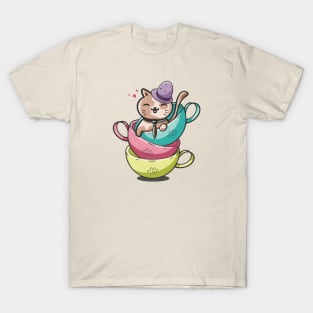 Cut Cat Tea Time T-Shirt